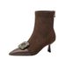 Pointed Toe Fashion High Heel Boots 2025 New Style Thin Heel Chelsea Women's Boots With Rhinestone Square Buckle Slimming Boots Wo_vogvips.com