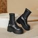 Women's Shoes Autumn And Winter Boots Internet Celebrity Thick Soled Platform Elastic Boots Small Height Enhancing Slim Boots Thick Leg Short Boots_vogvips.com