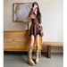 Western Style Height-Increasing Long For Women, Autumn And Winter, Petite Thick-Soled Pleated Over-the-Knee Tassel_vogvips.com