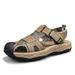 Men's Summer Sandals Breathable Hollow Leather Closed-Toe Soft Sole Lightweight Outdoor Water Shoes_vogvips.com