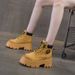 Big Yellow Boots Women's New Pigskin Retro Locomotive Boots Mountaineering Tooling Short Boots Martin Boots Women's Boots_vogvips.com