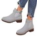 New Style Women's Martin Boots In Autumn And Winter, With Elastic Strap And Belt Buckle, Round Toe, Square Heel, Mid-calf Boots, Women's Shoes_vogvips.com
