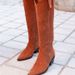 Women's Fashion Suede Knee-High Boots With Pointed Toe & Chunky Heel, Winter Mid-Calf Boots In Soft Fabric Suede High Boots For Women._vogvips.com