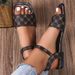 Large Size Retro Sandals For Women 2024 New Flat Bottom Buckle Square Head Printed Beach Sandals Sandal_vogvips.com