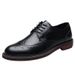 Euro Step Straight British Style Business Formal Derby Genuine Leather Men's Brogue Carved Casual Handmade Shoes_vogvips.com