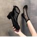 Plus Size New Fashion Sexy Mesh Hollow Solid Color Square Chunky Heel Short Boots For Women_vogvips.com