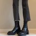 Cowhide Version~ Brown Genuine Leather Thick-Soled Height-Increasing Martin For Women Simple Back Zipper Chunky Heel_vogvips.com