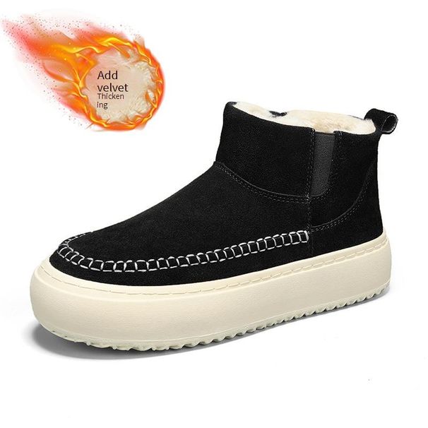 Men's Winter Snow Boots Slip-On Fleece Lined Warm Anti-Slip Casual Shoes With Thick Sole_vogvips.com