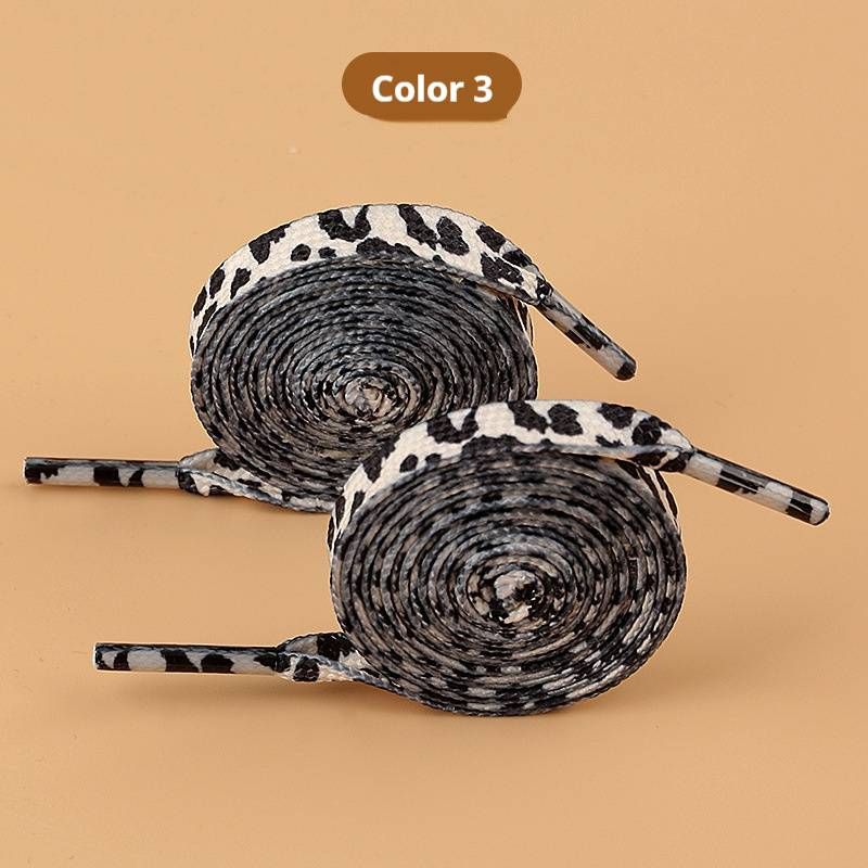 Elastic No-Tie Shoelaces With Animal Prints – Flat Stretch Laces For Sneakers, Boots & Casual Shoes (Leopard/Polka Dot, 80-160cm)_vogvips.com
