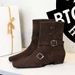 8628-1 Western-style Short With A Retro Square Toe, Belt Buckle, Chunky Heel, Suede, Foldable, Dual-use, Thin Single_vogvips.com