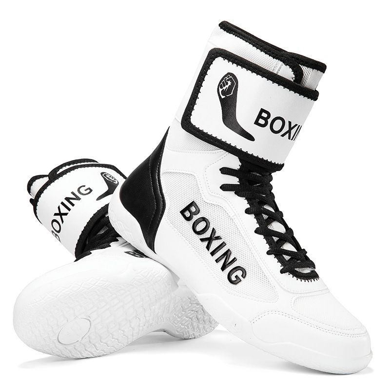 New Men's Boxing Shoes Men's High Top Sanda Shoes High Top Fighting Training Shoes Wrestling Shoes Wrestling Boots Wear Resistant Boxing Shoes Women_vogvips.com