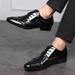 Men's Classic Business Casual Leather Shoes - Pointed Toe Low-Cut Oxfords With Rubber Sole For Office & Wedding Lace Up British Style Wedding Shoes_vogvips.com