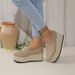Women's Shoes Independent Station New Slip Lazy Shoes Straw Woven Large Size Women's Wedge Heel Single Shoes_vogvips.com