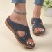 Women's Shoes Large Size Slippers Retro Stitching Non Slip Round Toe Wedge Heel Comfortable One Word Sandals For Women_vogvips.com