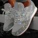 Women Casual Glitter Mesh Flat Ladies Sequin Vulcanized Lace Up Sneakers Outdoor Sport Running Shoes_vogvips.com
