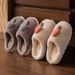 Autumn Winter New Women, Non-Slip Soft Sole, Comfortable Men, Plush Cotton Slippers For Indoor Warmth, Cute_vogvips.com