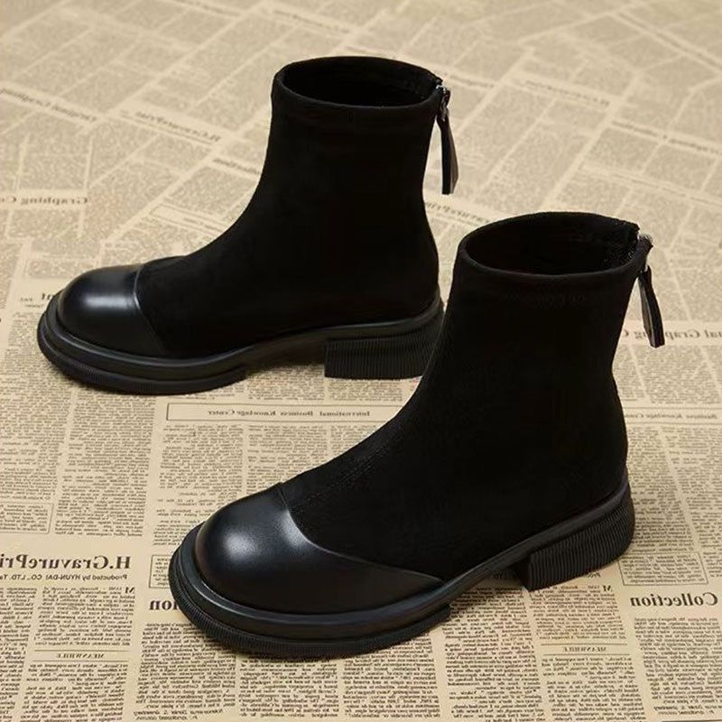 2025 Retro-style Dr. Martens Boots, Women's Rear Zipper Skinny Boots With Velvet Cotton Boots_vogvips.com