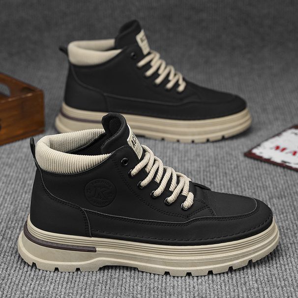 Men's Martin Boots High Top Autumn New British Style Sports Work Waterproof Non-Slip Leather Shoes_vogvips.com
