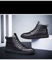 High-top Shoes Men's Board Shoes Irst-layer Cowhide Men's Cotton Shoes With Leece To Keep Warm Large-size Men's Short Boots_vogvips.com