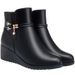 Mom Cotton Autumn Winter Middle-aged Soft Sole Wedge Leather Fleece-lined Warm Short Boots Versatile Large Size Women's_vogvips.com
