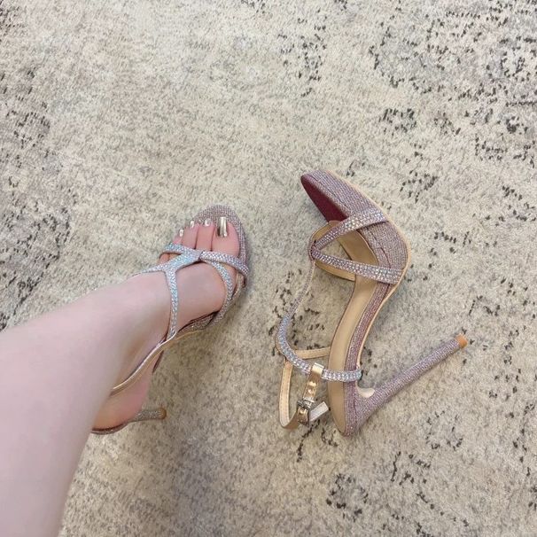 Stunning Sandals For Women 2025 Summer New Thin Heel Fairy Beautiful Rhinestone Open Toe Waterproof Platform High Heels_vogvips.com