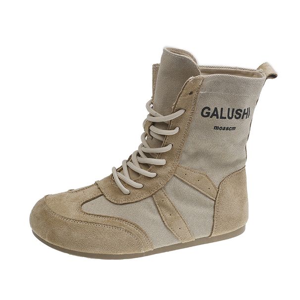 Women Boxing Boots 2025 Autumn New High-Top German Training Women's Breathable Casual Sports Western Cowboy Boxing Shoes Short Boots_vogvips.com