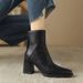 Retro Brown Soft Leather Chunky Ankle Boots For Women, 2025 New High-heeled Martin Boots, British-style Small Square Toe Slim Boots_vogvips.com