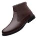 European Warm Series Layer Men's Shoes Fashion Leather Autumn Winter High Top Slip-On Cowhide Surface Side Zipper Large Size Fleece-Lined_vogvips.com