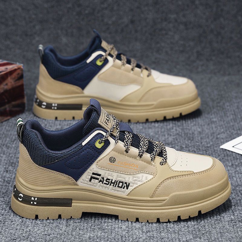 Men's Casual Sneakers With Waterproof & Slip-Resistant Sole, Breathable Round-Toe Shoes For Work And Daily Wear Labor Protection Trendy Shoes_vogvips.com