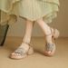 MTX Thick-Soled High-Heeled Sandal For Women Summer New National Style Color-Block Woven One-Strap Chunky Heel Women'_vogvips.com