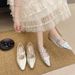 French Pleated Light Mouth Small Leather Shoes Women's Spring And Summer With Skirts Gentle Flat Shoes Bow Single Shoes Women_vogvips.com