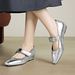 Cameido Women's Casual Shoes Beige Silver Pu 3cm Square Toe Combination Sole_vogvips.com
