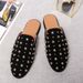 European Station Fashion Black Rivet Mules Shoes Four Seasons New Trend Rivet Black Slip-on Men's Shoes Nightclub Casual Banquet Dress Shoes_vogvips.com
