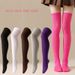 European And American Knee Length Tube Christmas Halloween Solid Color Cosplay Party Role-playing Dance Jk Outfit Beautiful Leg Socks_vogvips.com