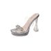 New Transparent Round-toe Platform Chunky Heel Fashion Sandals - Women's Casual High Heel Slides_vogvips.com