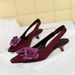 Pointed Middle Heel Single Shoes Women's Satin Back Empty Rear Strap Women's Shoes Are Not Tired_vogvips.com