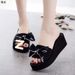 Bowknot One-Strap Women, Summer New Style, Skirt Matching, Versatile Thick-Soled Wedge Beach Sandals For Outdoor Wear_vogvips.com