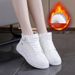 Women's Casual Sneakers Winter Ins Fashion Flat Shoes With Faux Fur Lining Cross Strap Low Top Platform Shoes For Daily Wear_vogvips.com