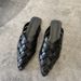 Ready to ship~ Genuine leather pointed toe hollow woven half slippers for women summer flat sandals mules sandals_vogvips.com