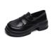 Platform Loafers Women's Round Head British Style Small Leather Shoes One Pedal Retro College Style Single Shoes Women_vogvips.com