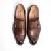 Straight Hair Python Pattern Genuine Cowhide Double Buckle Handmade Mengke British Style Men's Monk Shoes_vogvips.com