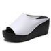 Summer New Fashion Korean Style One-Strap Wedge Slippers Versatile High Heel Waterproof Platform Black And White Women's Shoes_vogvips.com
