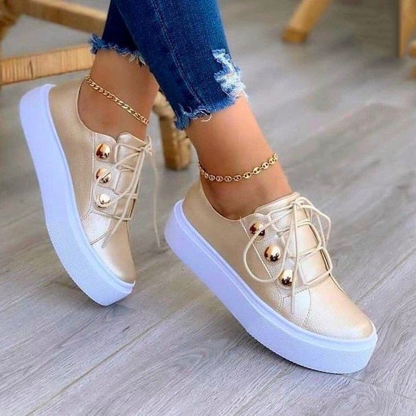 Large Size Women's Casual Round Toe Shoes Thick Sole Rubber Footwear Comfortable Single Shoes_vogvips.com