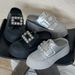Newan-Style Genuine Leather RhinestNewe Platform Thick-Soled Closed-Toe For Women, Casual Slip-New Mules_vogvips.com