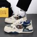 Men's Breathable Summer Casual Sneakers - Fashionable Thick Sole Canvas Shoes For Youth, Lightweight & Comfortable, Blue/Black"_vogvips.com