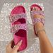 Diamond Double Buckle Shoes For Women, Casual Outdoor Wear, Home Wear, Summer Sandals, European And American Style Imitation Rabbit Slippers._vogvips.com