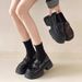 Platform Loafers Women's Shoes Heightening Women's Shoes Small Leather Shoes Women's Single Shoes_vogvips.com