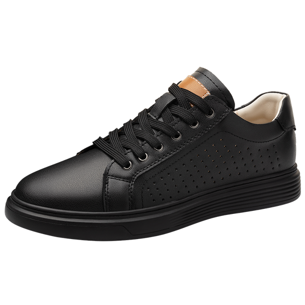 Brand Men's Genuine Leather Casual Shoes Classic Black Flat Sports Shoes Outdoor Hollow Out White Sneakers Large Size:36-47 Mo-y_vogvips.com