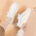White Shoes For Women, Autumn New Item, Sponge Cake Thick Sole Waterproof Leather Surface White Trendy Board Shoes,_vogvips.com