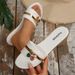 SHLIANG Women's Shoes New Fashion Slippers With Cherry Buckle Versatile Solid Color Metal Decoration Round-Toe Flat Sandals V0186_vogvips.com